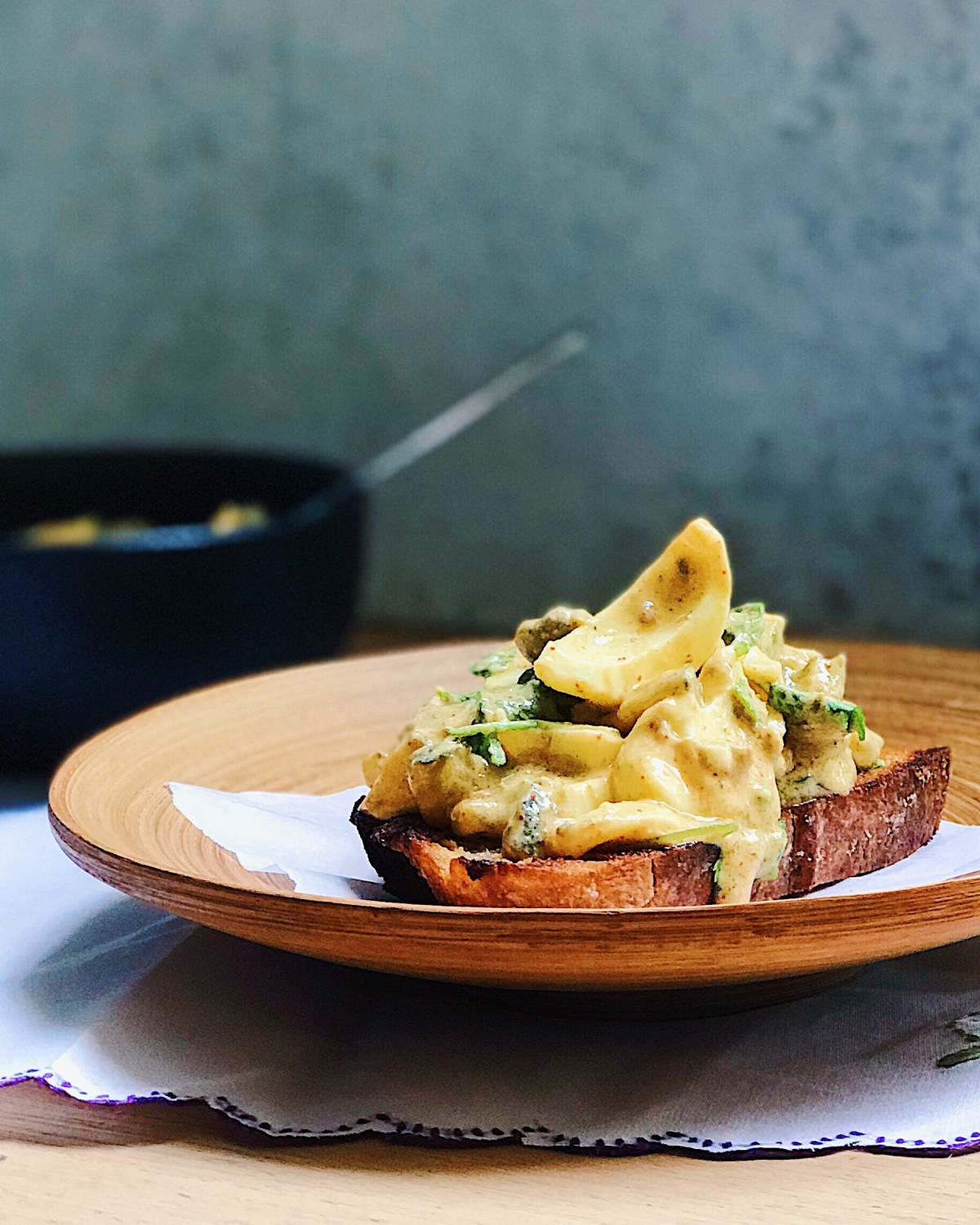 Sauce Gribiche on Butter Fried Toast, a cure for the Monday morning blues